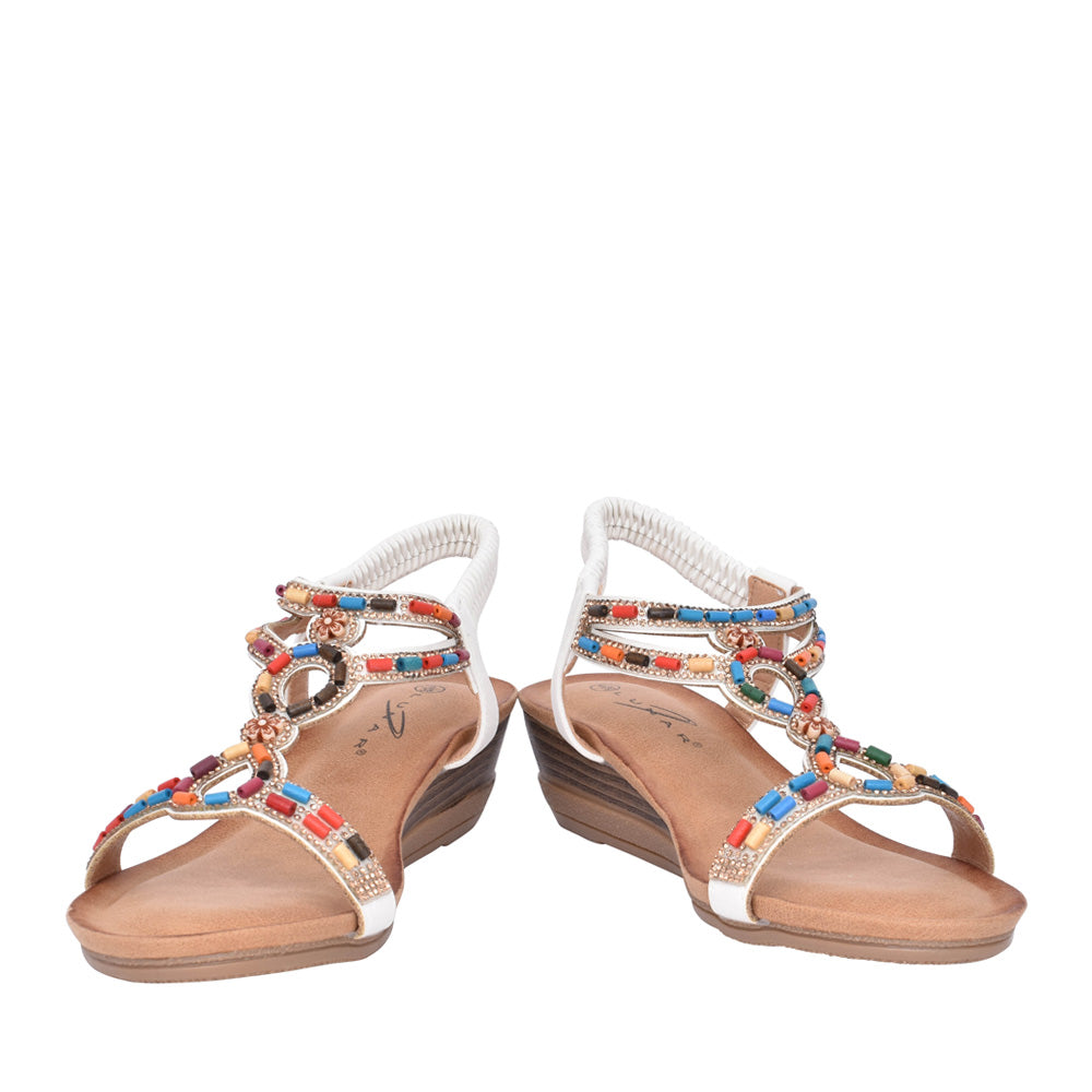 Ladies Epsom Jlh478 Wedge Sandal In White