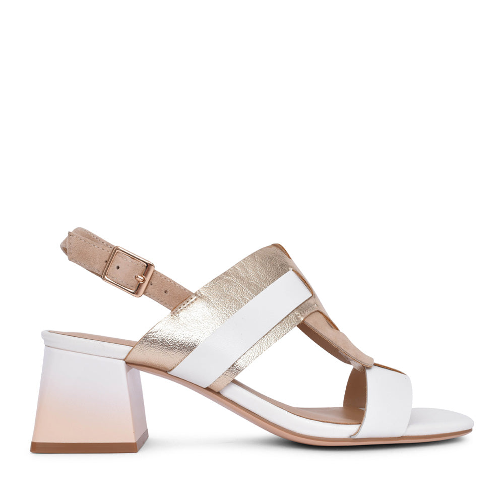Ladies Amalia-02 Medium Heel Sandal In White