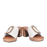 Ladies 5394 Medium Heel Mule In Ivory