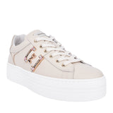 Ladies E409967d Laced Trainer In Beige