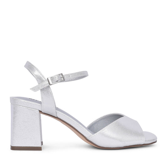 Ladies 25600 Block Heel Sandal In Silver