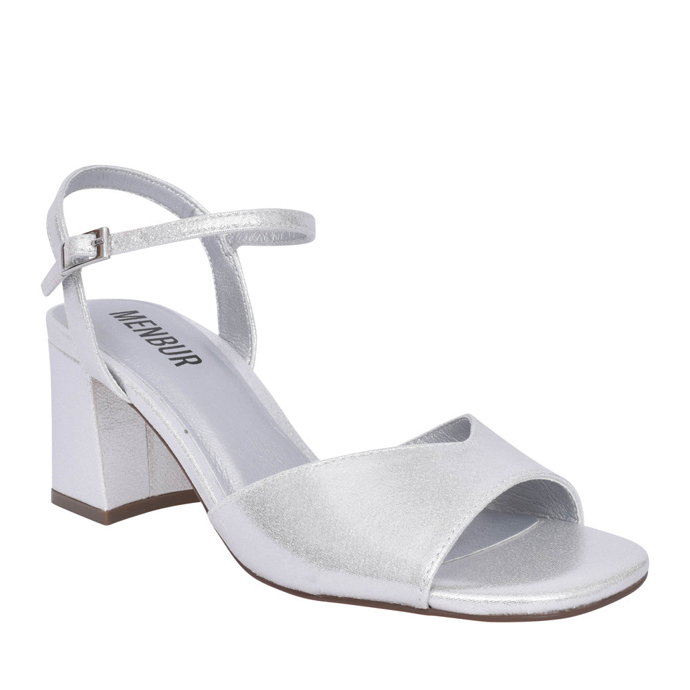 Ladies 25600 Block Heel Sandal In Silver