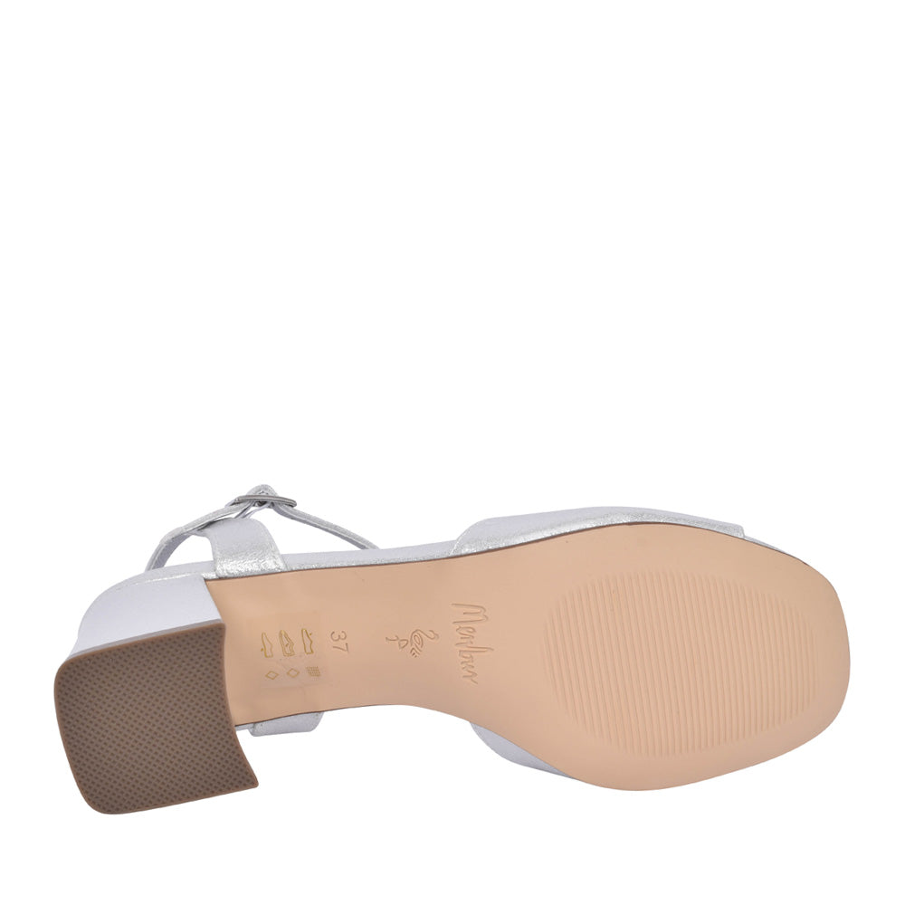 Ladies 25600 Block Heel Sandal In Silver