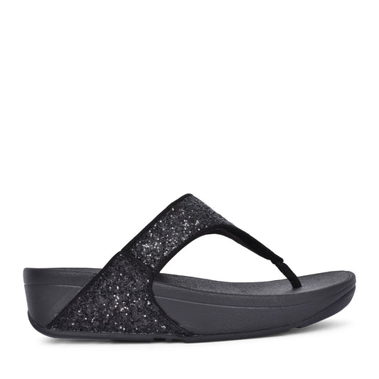 Ladies X03-339 Lulu Glitter Toe Post Sandal In Black
