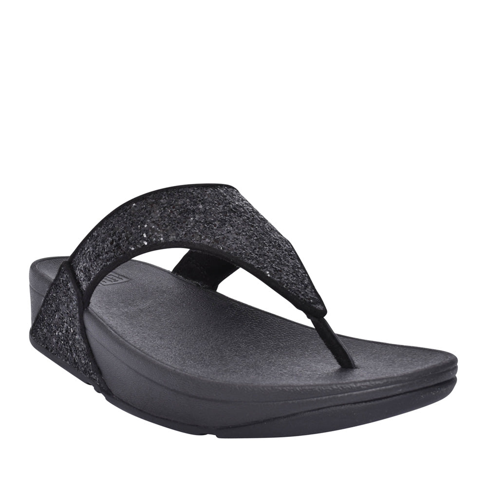 Ladies X03-339 Lulu Glitter Toe Post Sandal In Black