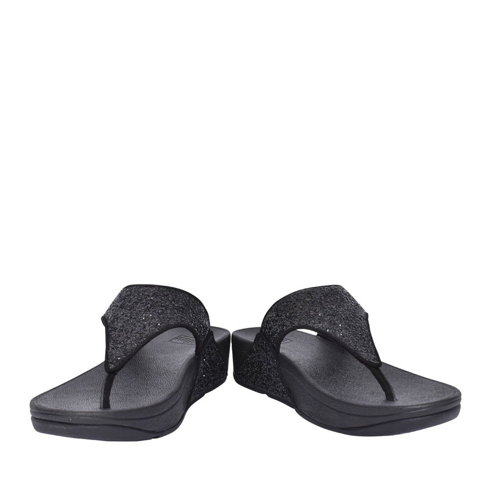 Ladies X03-339 Lulu Glitter Toe Post Sandal In Black