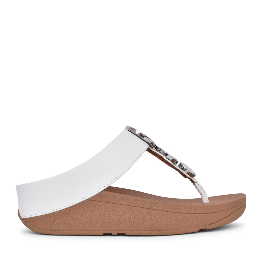 Ladies Hm8-194 Halo Bead Toe Post Sandal In White