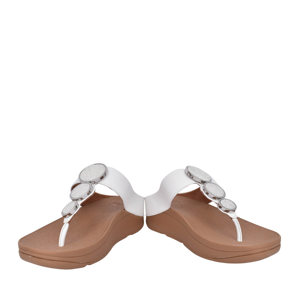Ladies Hm8-194 Halo Bead Toe Post Sandal In White