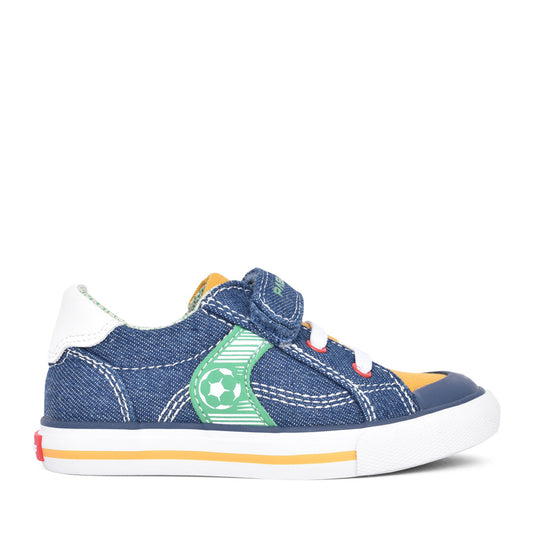 Boys 975010 Velcro Canvas Shoe In Denim