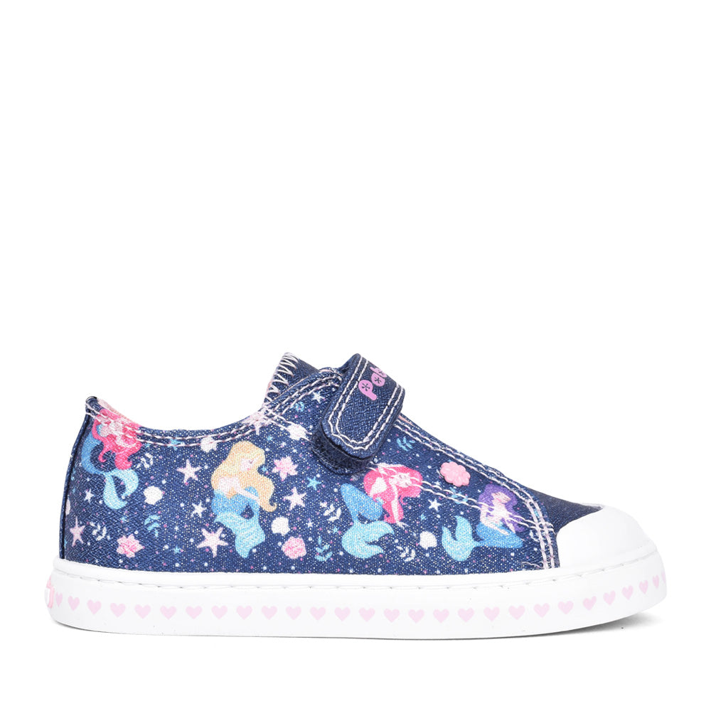 Girls 975620 Velcro Canvas Shoe In Navy Multi