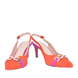 Ladies Z8186 Medium Heel Sling Back In Orange