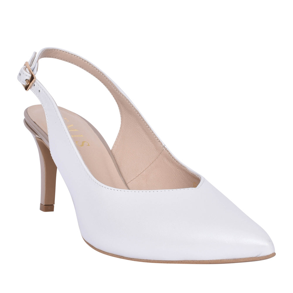 Ladies S8183 Medium Heel Sling Back In White