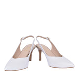 Ladies S8183 Medium Heel Sling Back In White