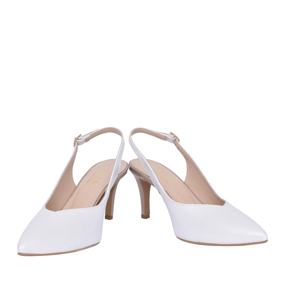 Ladies S8183 Medium Heel Sling Back In White