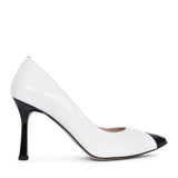 Ladies L7989 Medium Heel Court Shoe In White