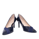 Ladies L8134 Medium Heel Court Shoe In Navy Patent