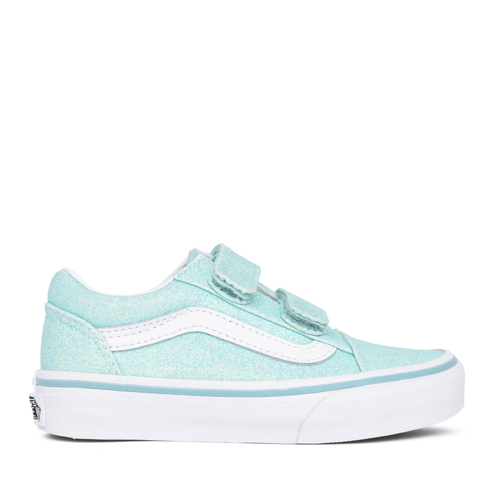Girls Junior Old Skool V Velcro Shoe In Aqua