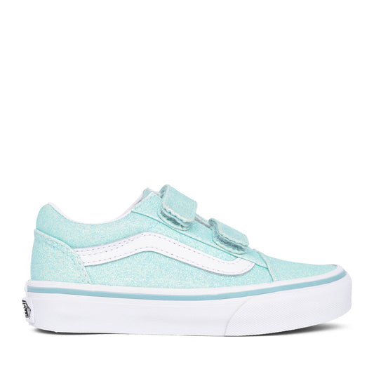 Girls Junior Old Skool V Velcro Shoe In Aqua