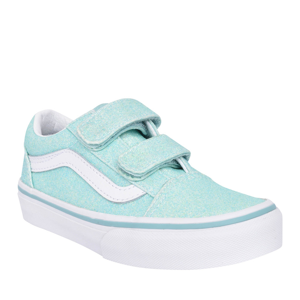 Girls Junior Old Skool V Velcro Shoe In Aqua