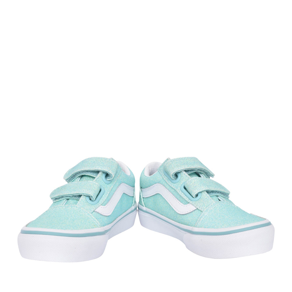 Girls Junior Old Skool V Velcro Shoe In Aqua