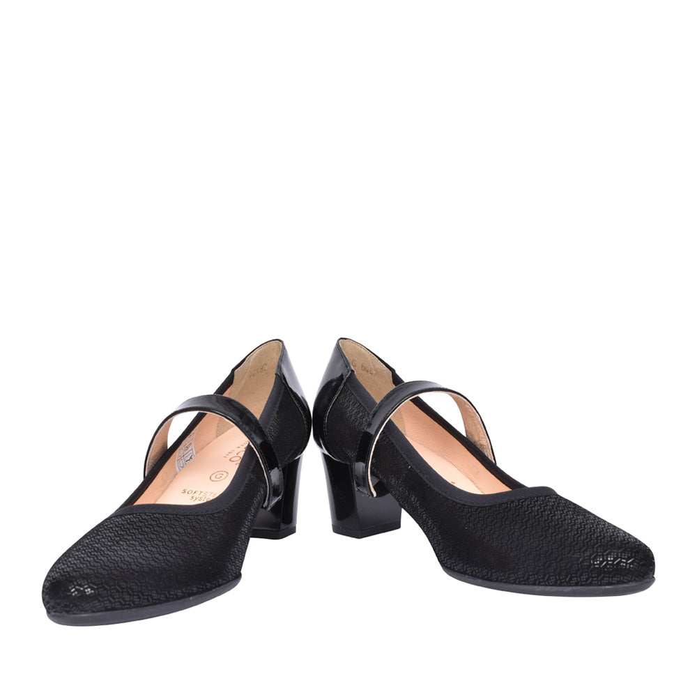 Ladies 6442 G-fit Mary Jane Court Shoe In Black
