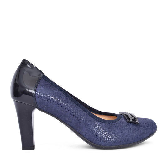 Ladies 5402 G-fit Medium Heel Court Shoe In Navy