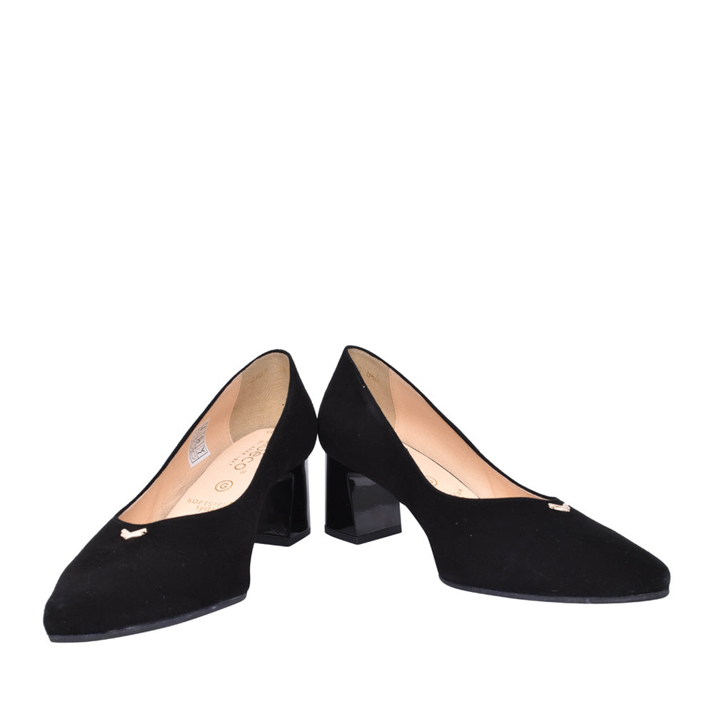 Ladies 6508 G-fit Medium Heel Court Shoe In Black