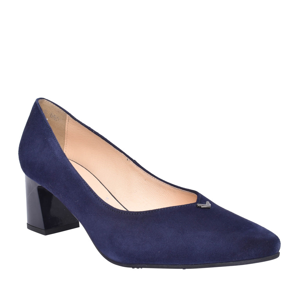 Ladies 6508 G-fit Medium Heel Court Shoe In Navy