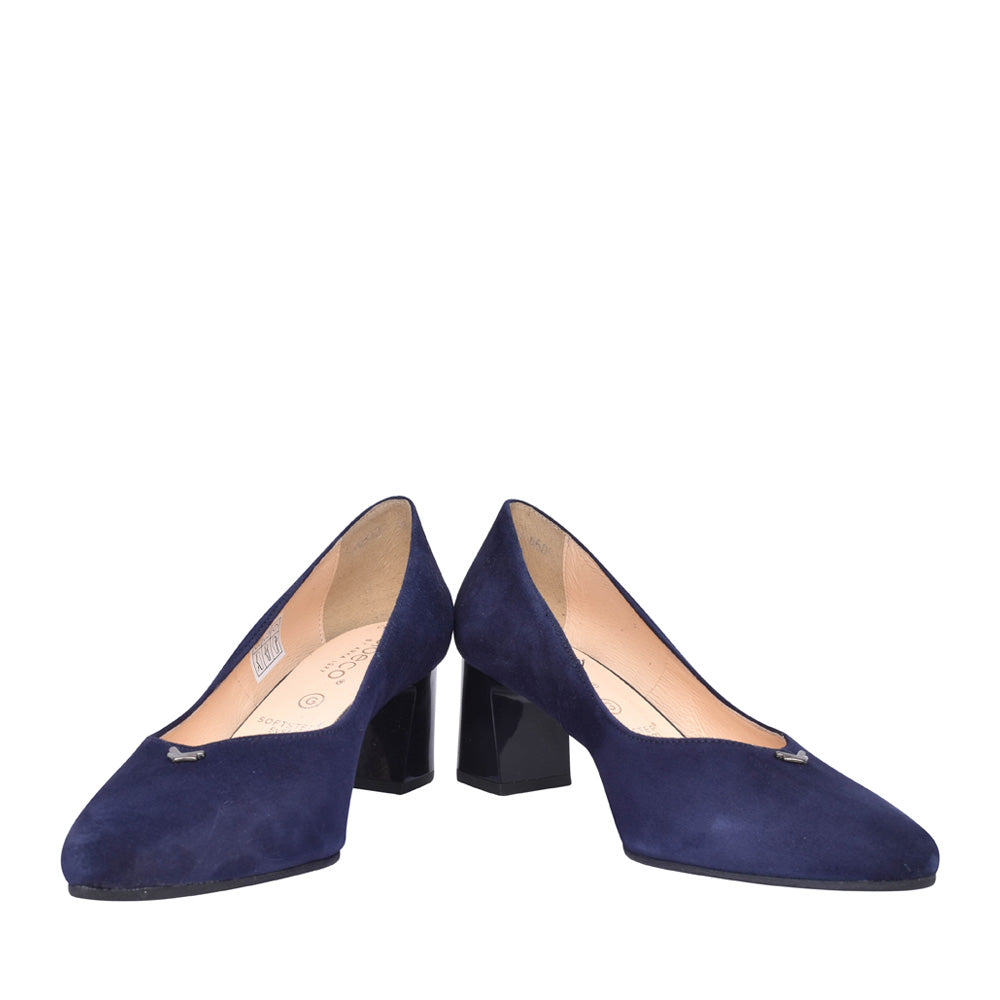 Ladies 6508 G-fit Medium Heel Court Shoe In Navy