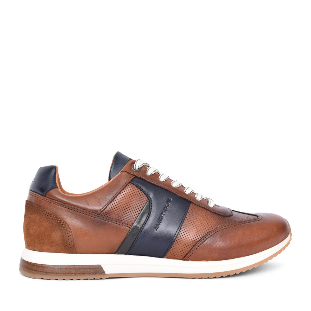 Mens 11319 Slow Laced Trainer In Cognac