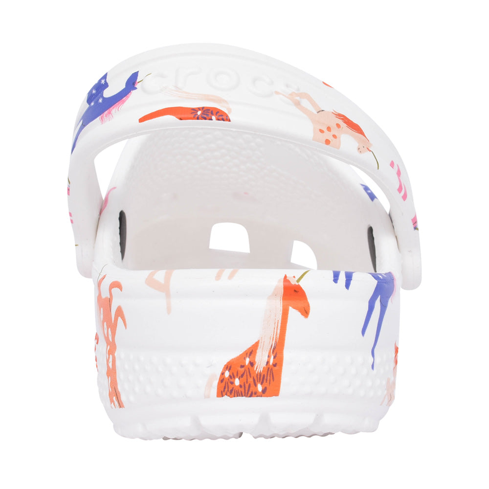 Girls 209695 Classic Unicorn Print Clog In White Multi