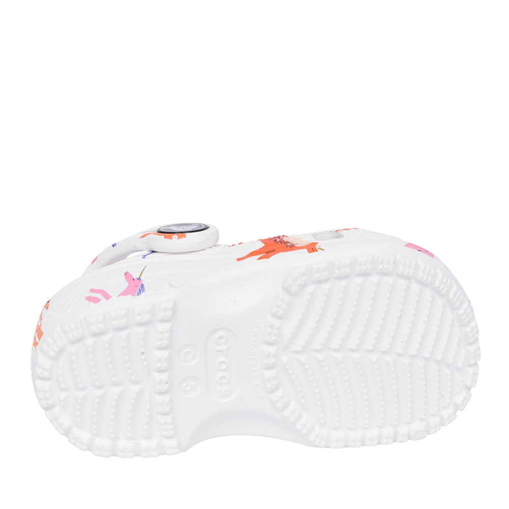 Girls 209697 Classic Unicorn Print Clog In White Multi