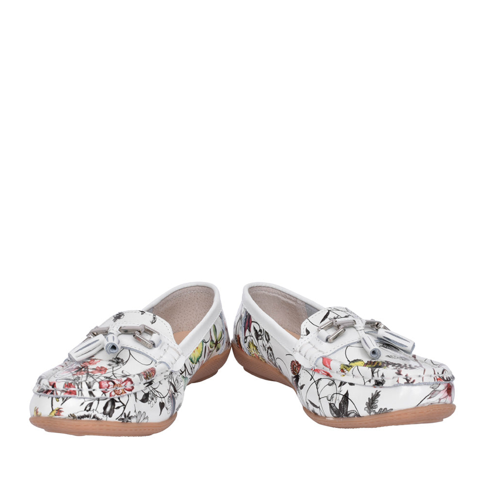 Ladies Botanical Slip-on Shoe In White