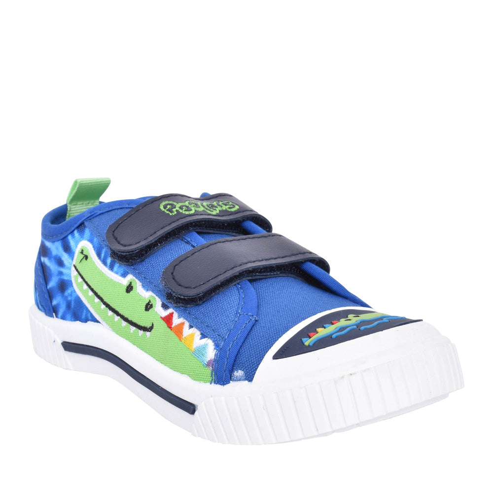 Boys Royce Velcro Canvas Shoe In Blue