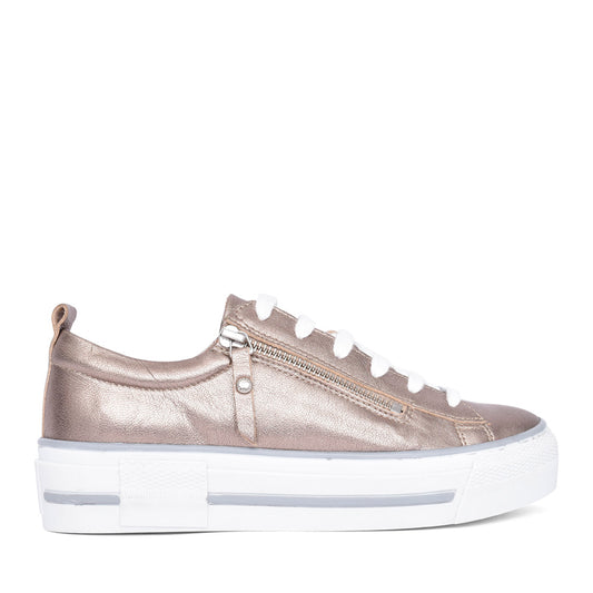 Ladies Filician Laced Trainer In Metallic