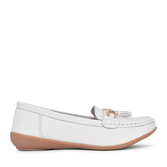 Ladies Nautical Slip-on Shoe In White