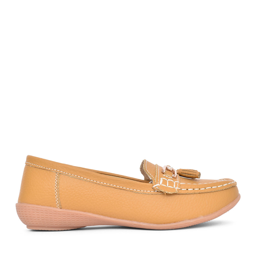 Ladies Nautical Slip-on Shoe In Mustard