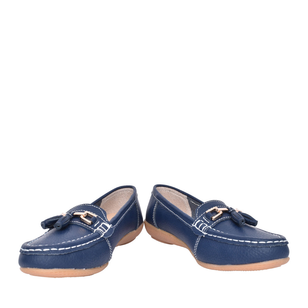 Ladies Nautical Slip-on Shoe In Dark Blue