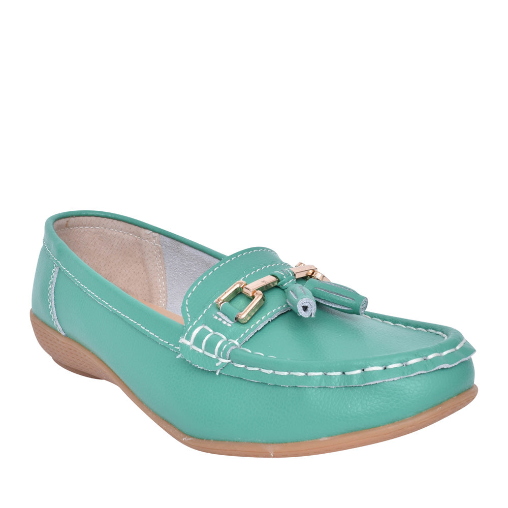 Ladies Nautical Slip-on Shoe In Emerald
