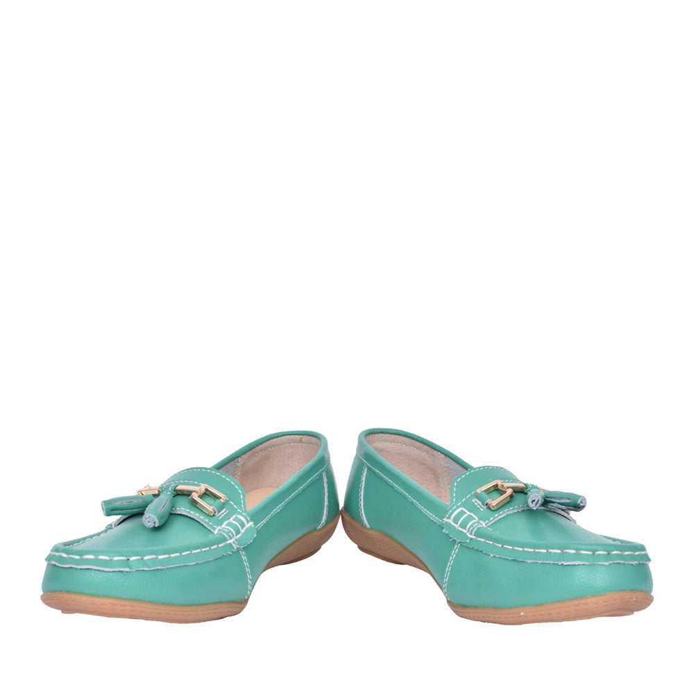 Ladies Nautical Slip-on Shoe In Emerald