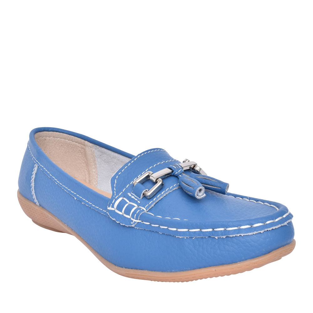 Ladies Nautical Slip-on Shoe In French Blue