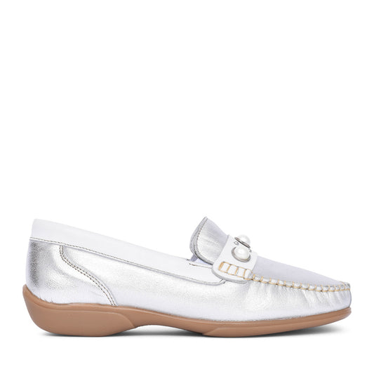 Ladies Bella Slip On Loafer In Silver