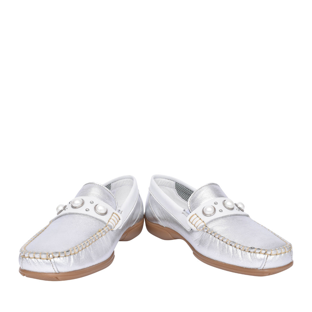 Ladies Bella Slip On Loafer In Silver