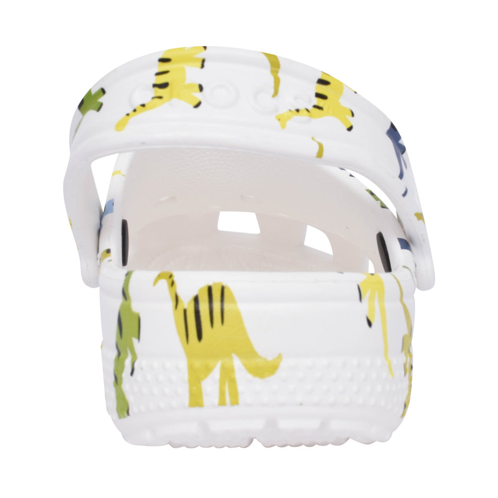 Boys 209695 Classic Dinosaur Print Clog In White Multi
