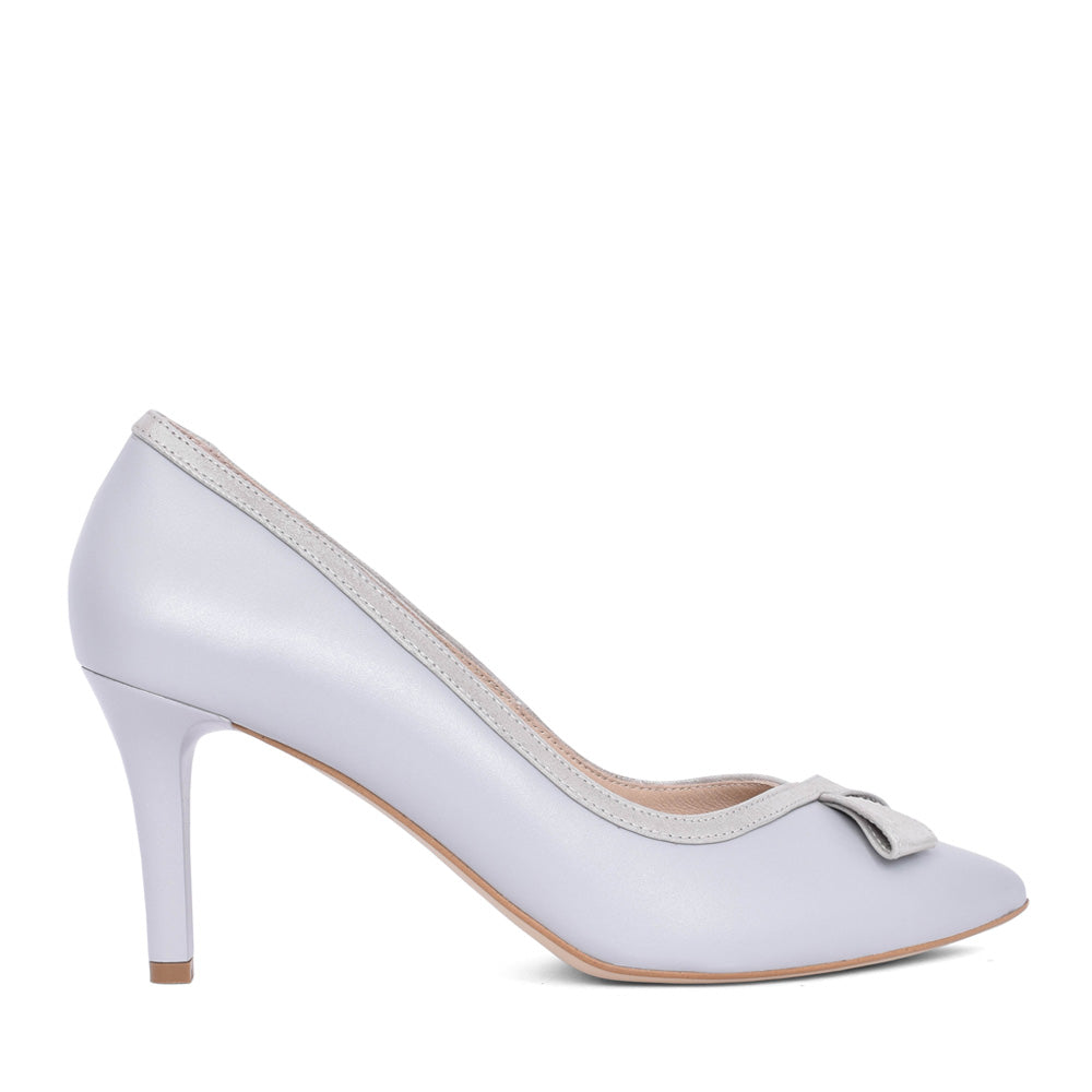 Ladies S8255 Medium Heel Court Shoe In Grey