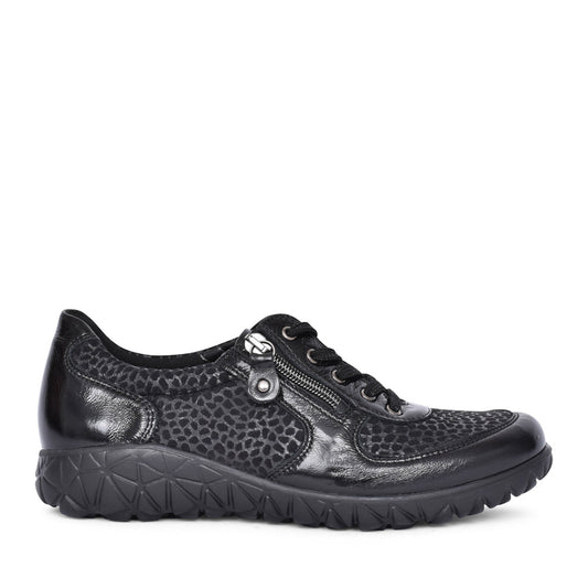 Ladies H89001 Havy Soft Laced Trainer In Black