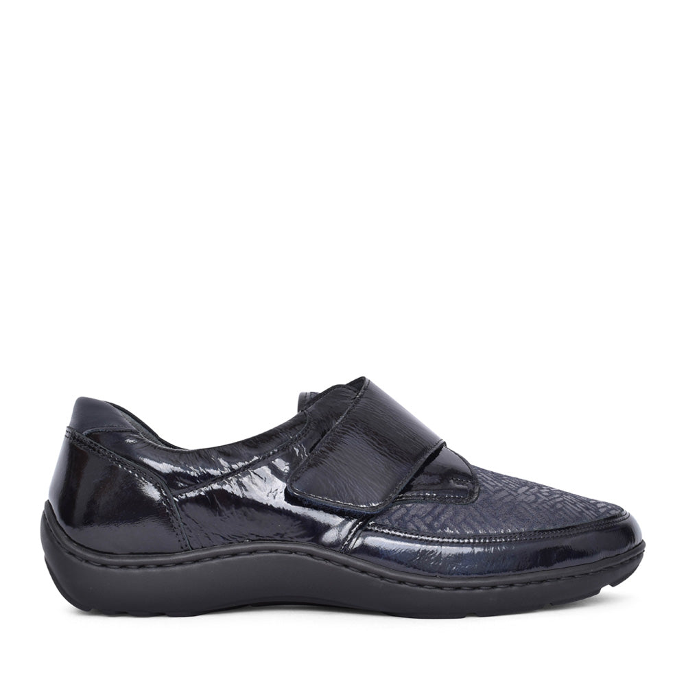 Ladies 496H31 327 194 Henni H-fit Velcro Shoe In Navy Patent