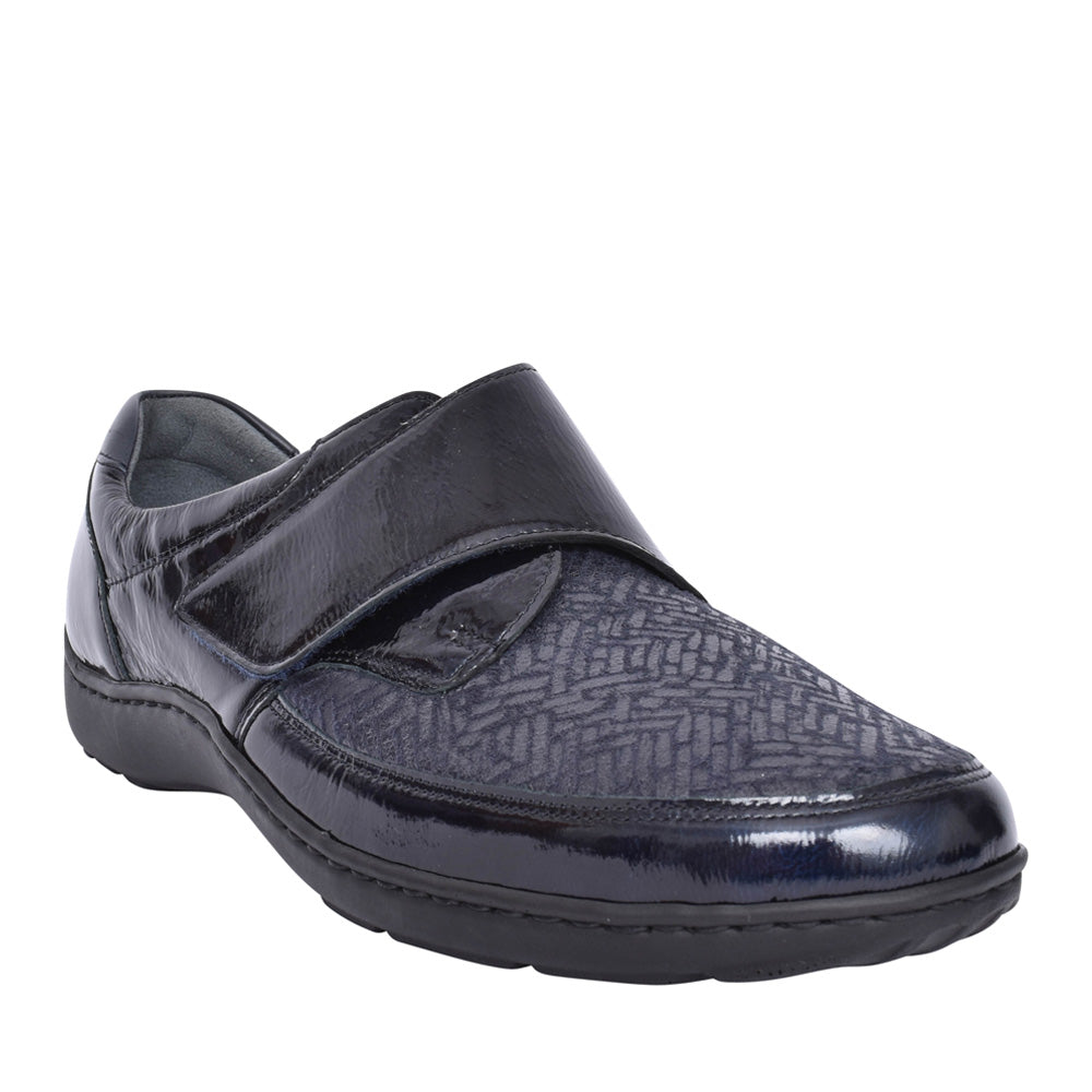 Ladies 496H31 327 194 Henni H-fit Velcro Shoe In Navy Patent