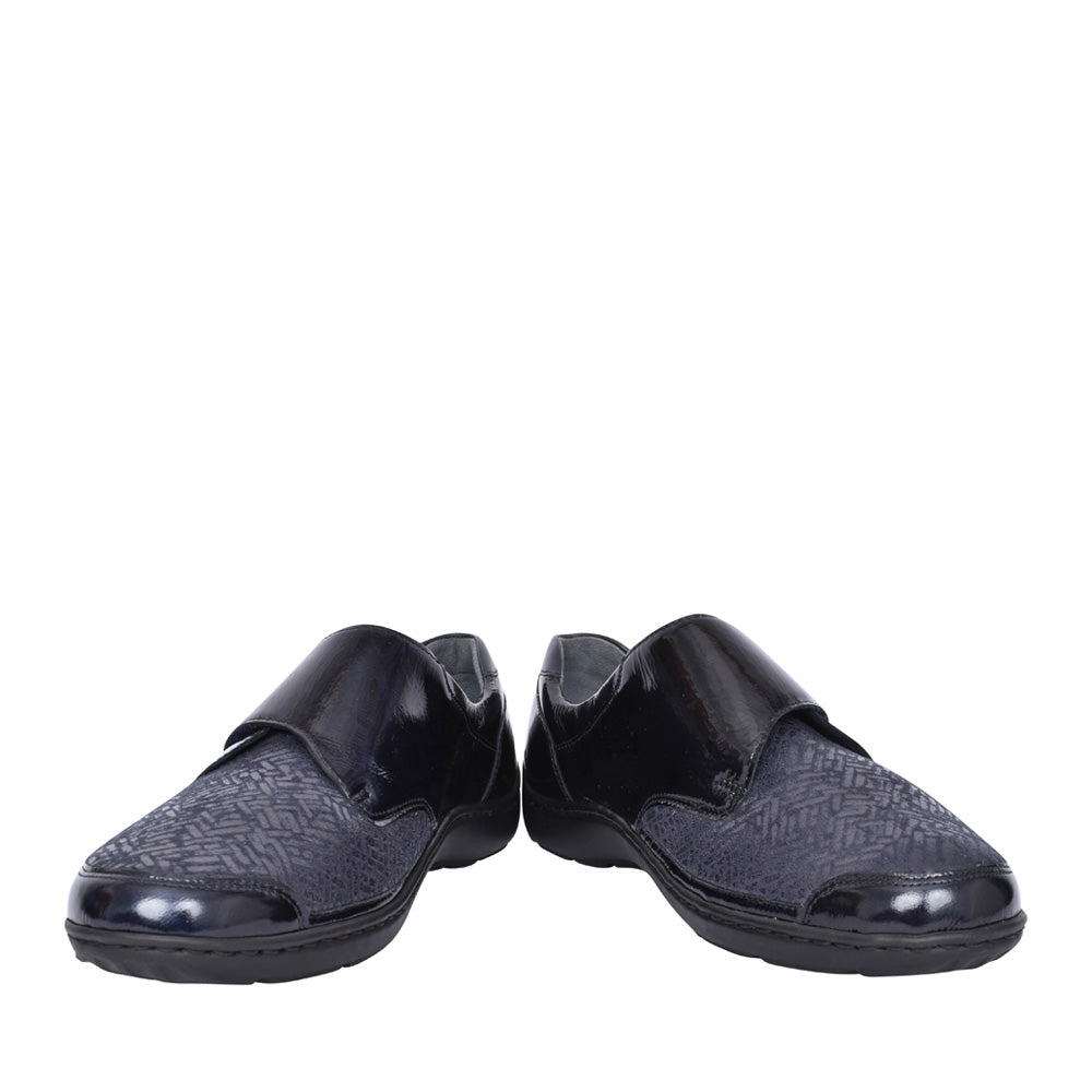 Ladies 496H31 327 194 Henni H-fit Velcro Shoe In Navy Patent