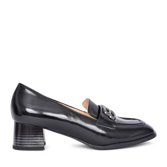 Ladies 6640 G-fit Low Heel Court Shoe In Blk Patent